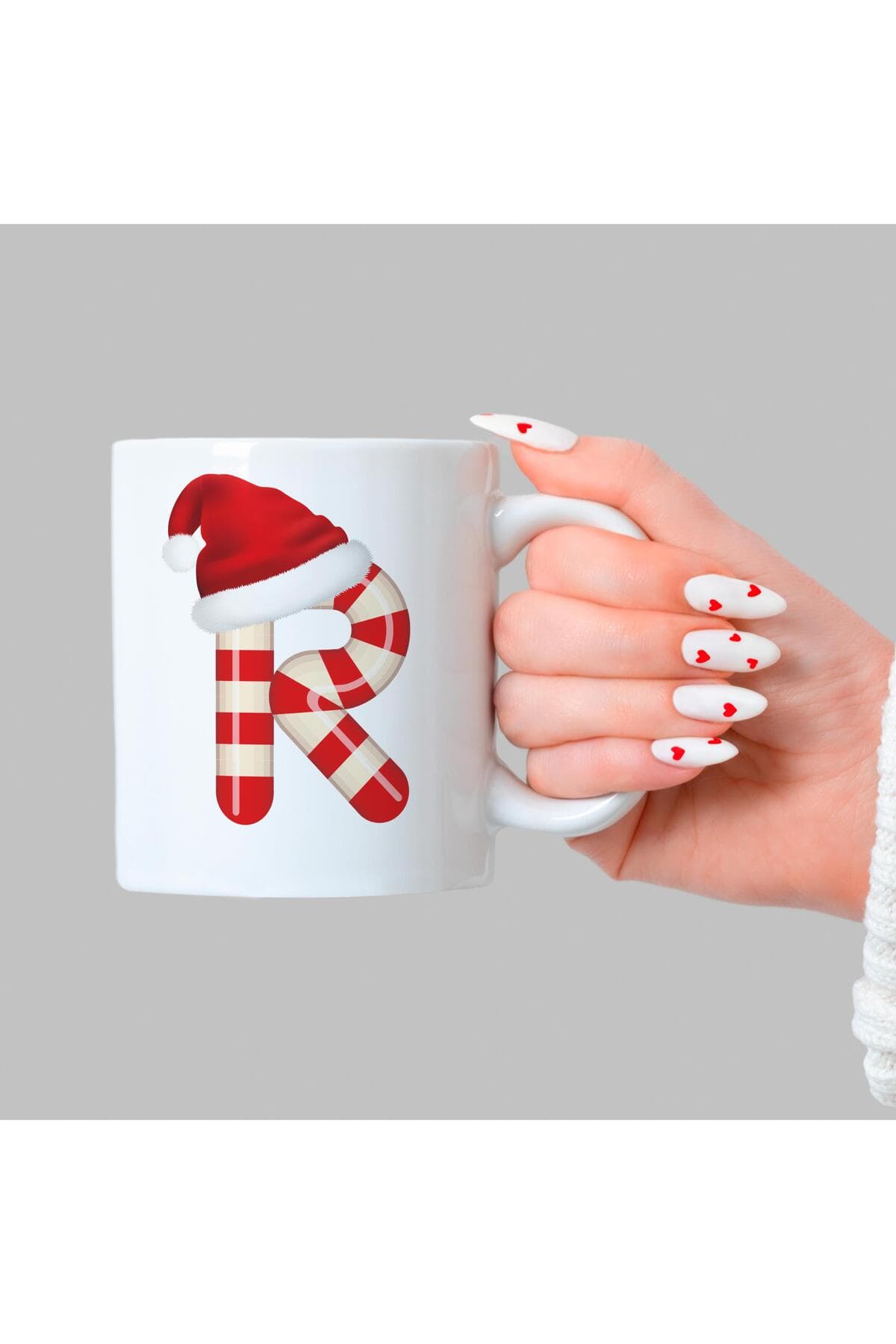 Şeker R Harfi Baskılı Beyaz Kupa - Yılbaşı Hediyesi Bardak Fincan Mug