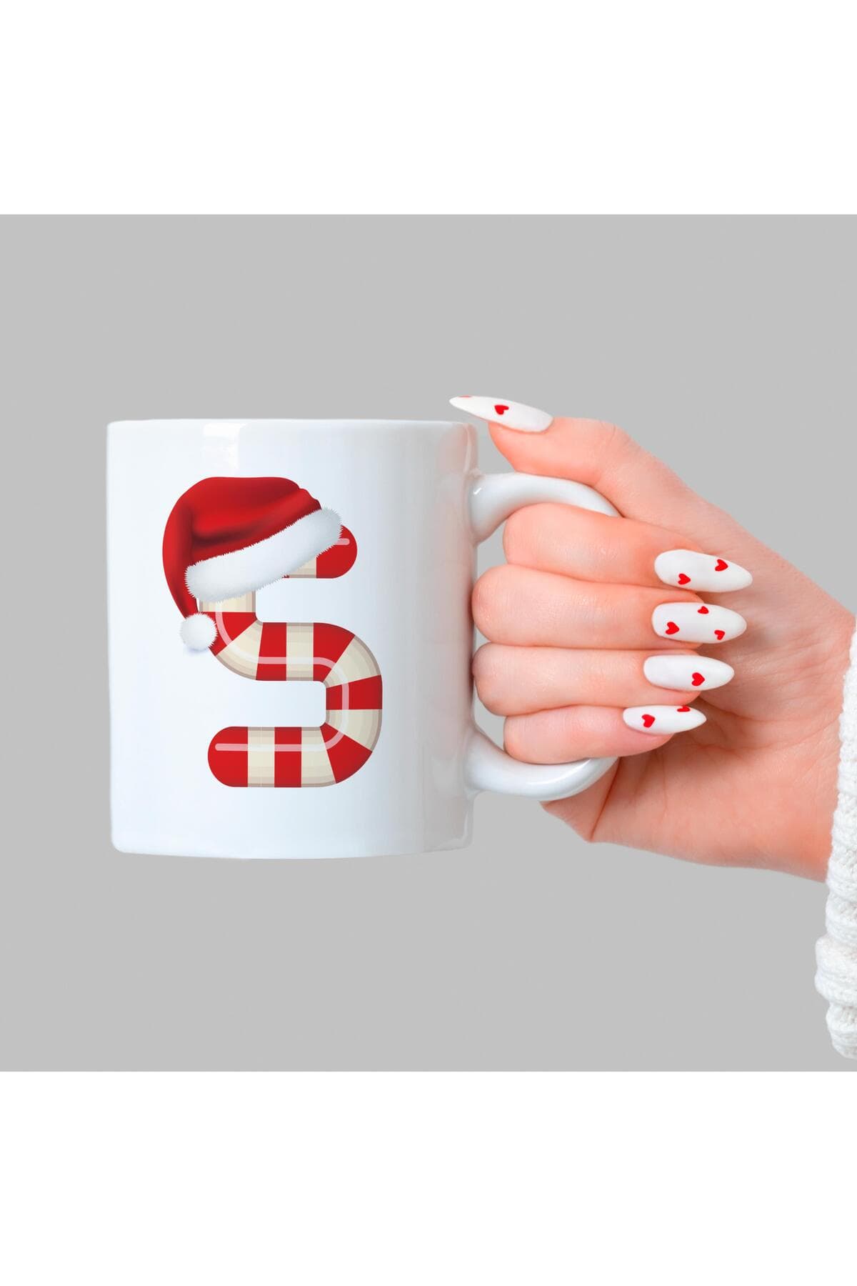 Şeker S Harfi Baskılı Beyaz Kupa - Yılbaşı Hediyesi Bardak Fincan Mug