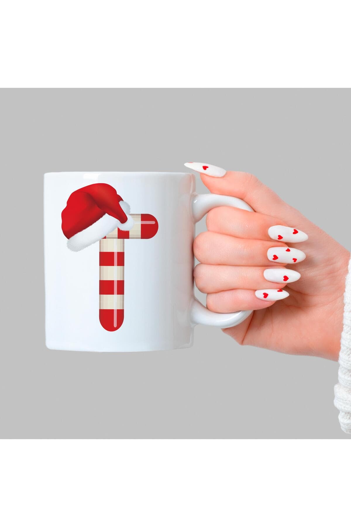 Şeker T Harfi Baskılı Beyaz Kupa - Yılbaşı Hediyesi Bardak Fincan Mug