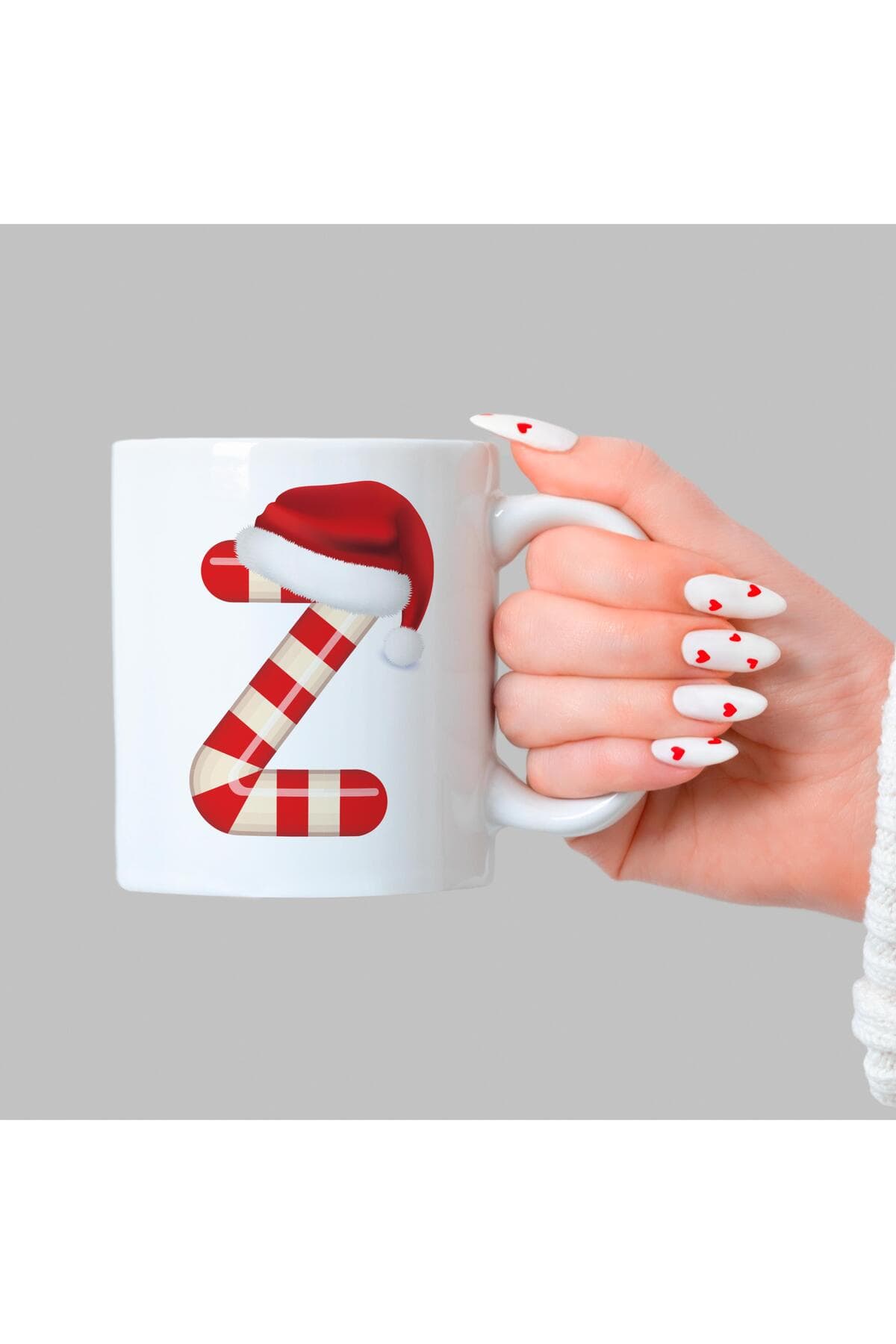 Şeker Z Harfi Baskılı Beyaz Kupa - Yılbaşı Hediyesi Bardak Fincan Mug