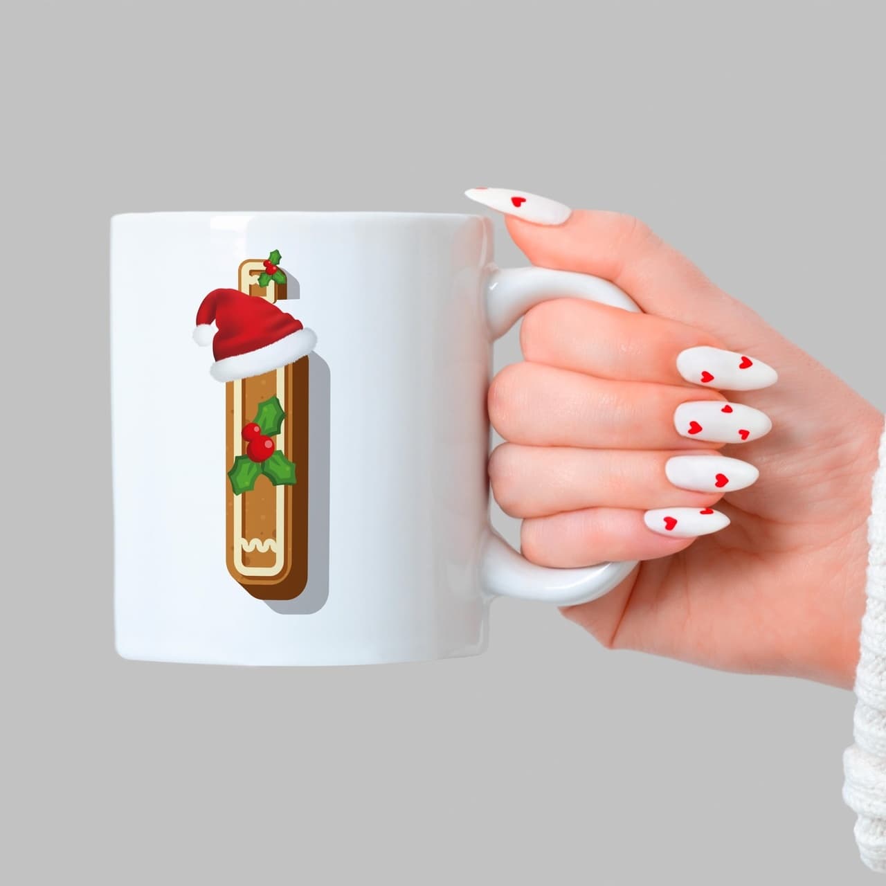 Kurabiye İ Harfi Baskılı Beyaz Kupa - Yılbaşı Hediyesi Bardak Fincan Mug