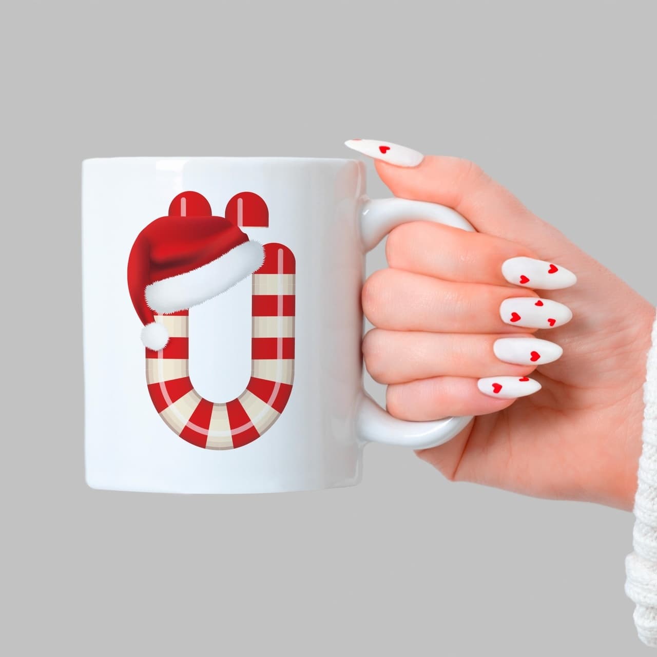 Şeker Ü Harfi Baskılı Beyaz Kupa - Yılbaşı Hediyesi Bardak Fincan Mug