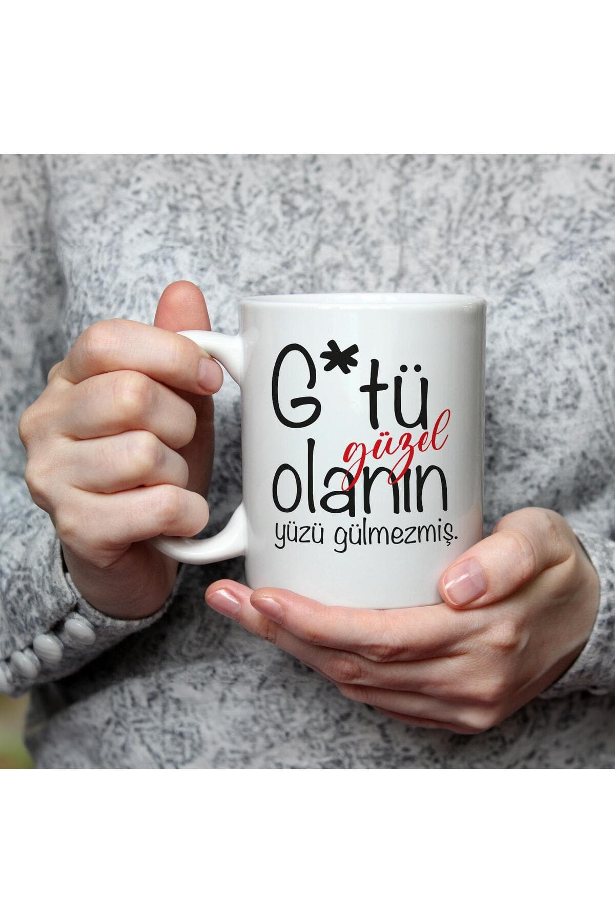 G*tü Güzel Olanın Yüzü Gülmezmiş Baskılı Beyaz Kupa - Komik Hediye Bardak Fincan Mug
