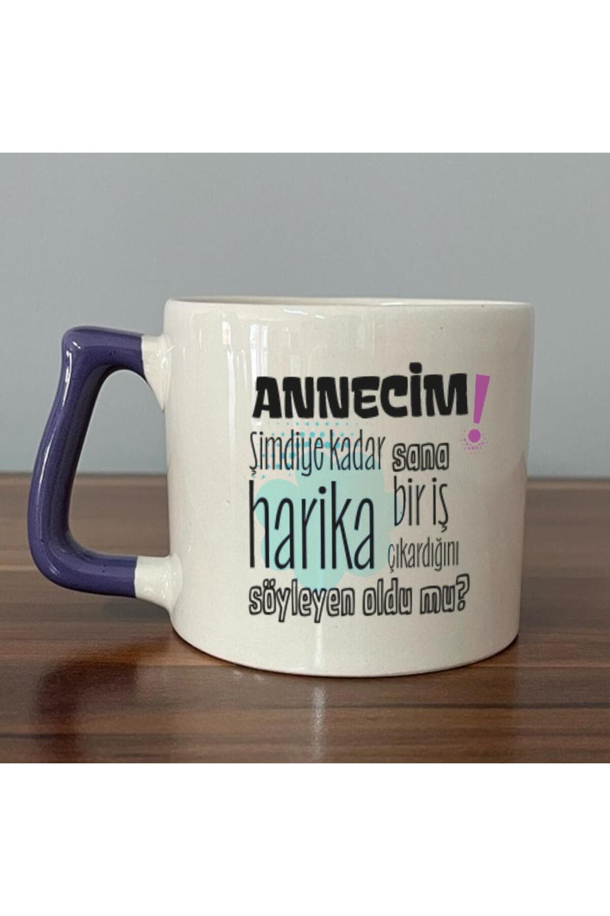 Annecim Şimdiye Kadar Sana Harika Baskılı Mor Kulplu Prime Kupa