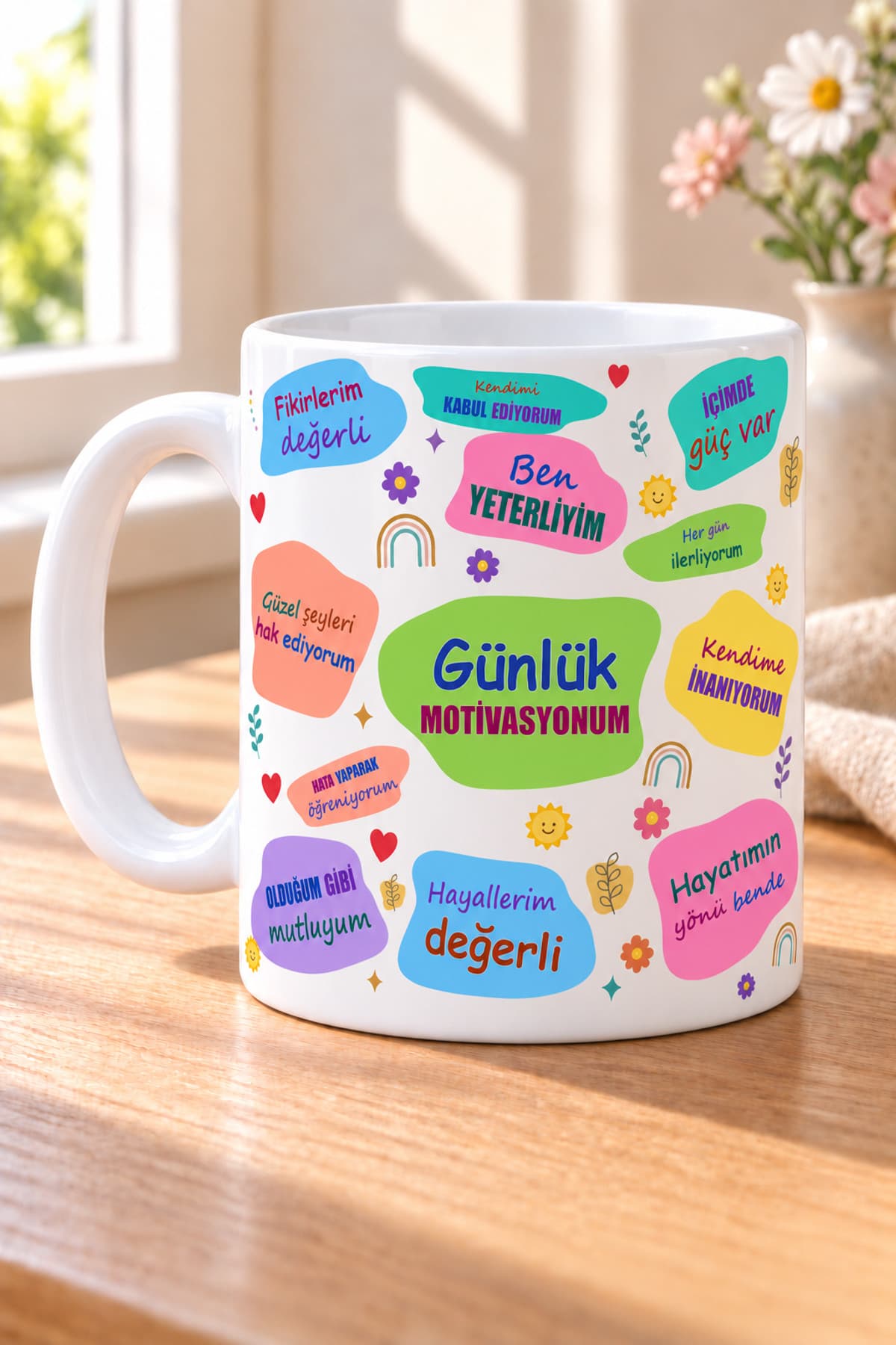 Günlük Motivasyonum Baskılı Beyaz Kupa