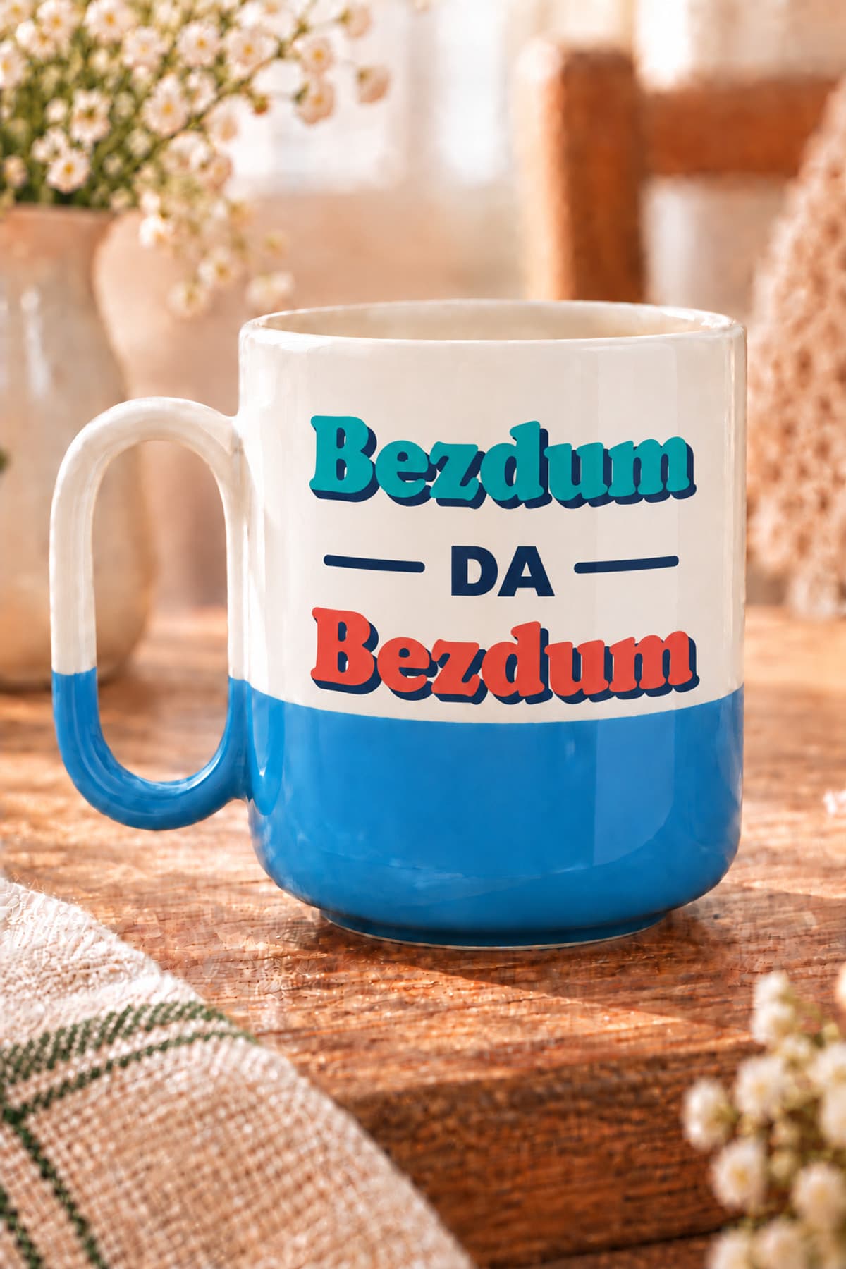 Bezdum Da Bezdum Baskılı Mavi Arya Kupa