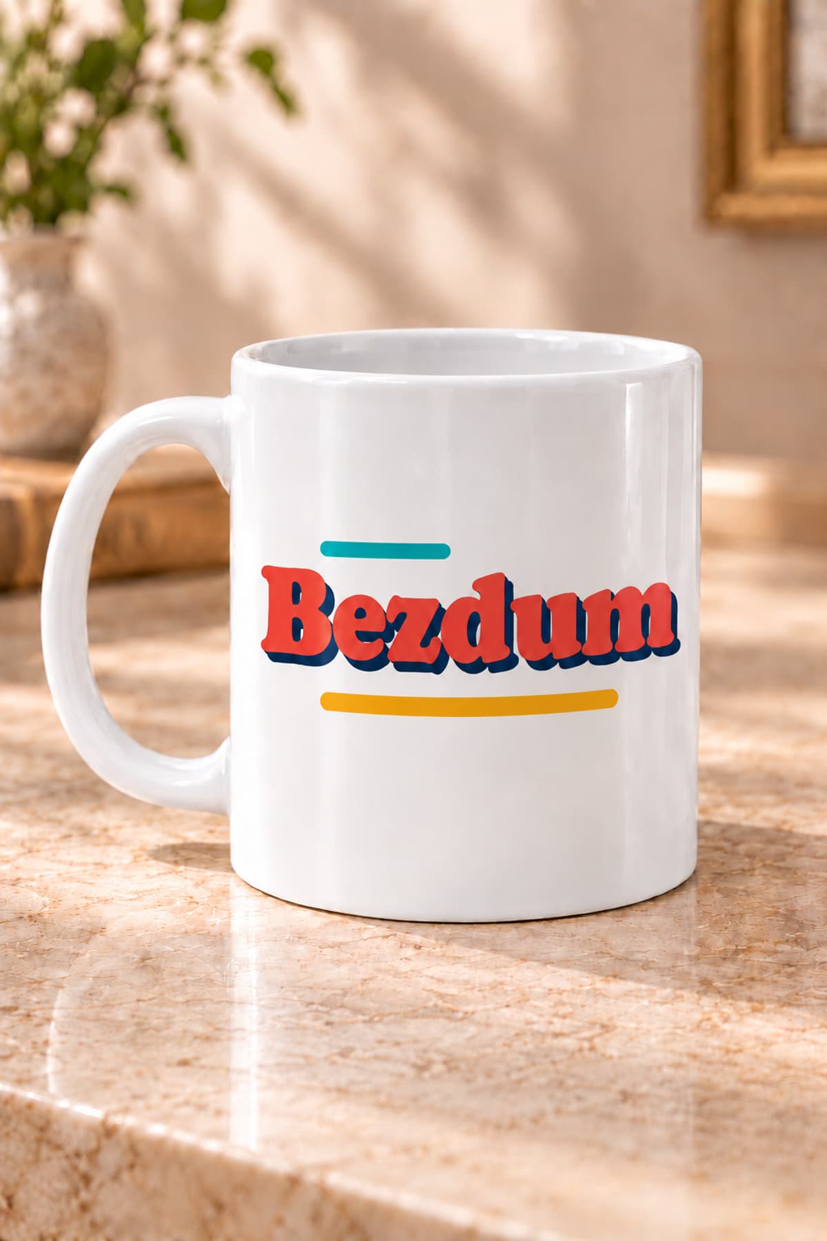 Bezdum Baskılı Beyaz Kupa