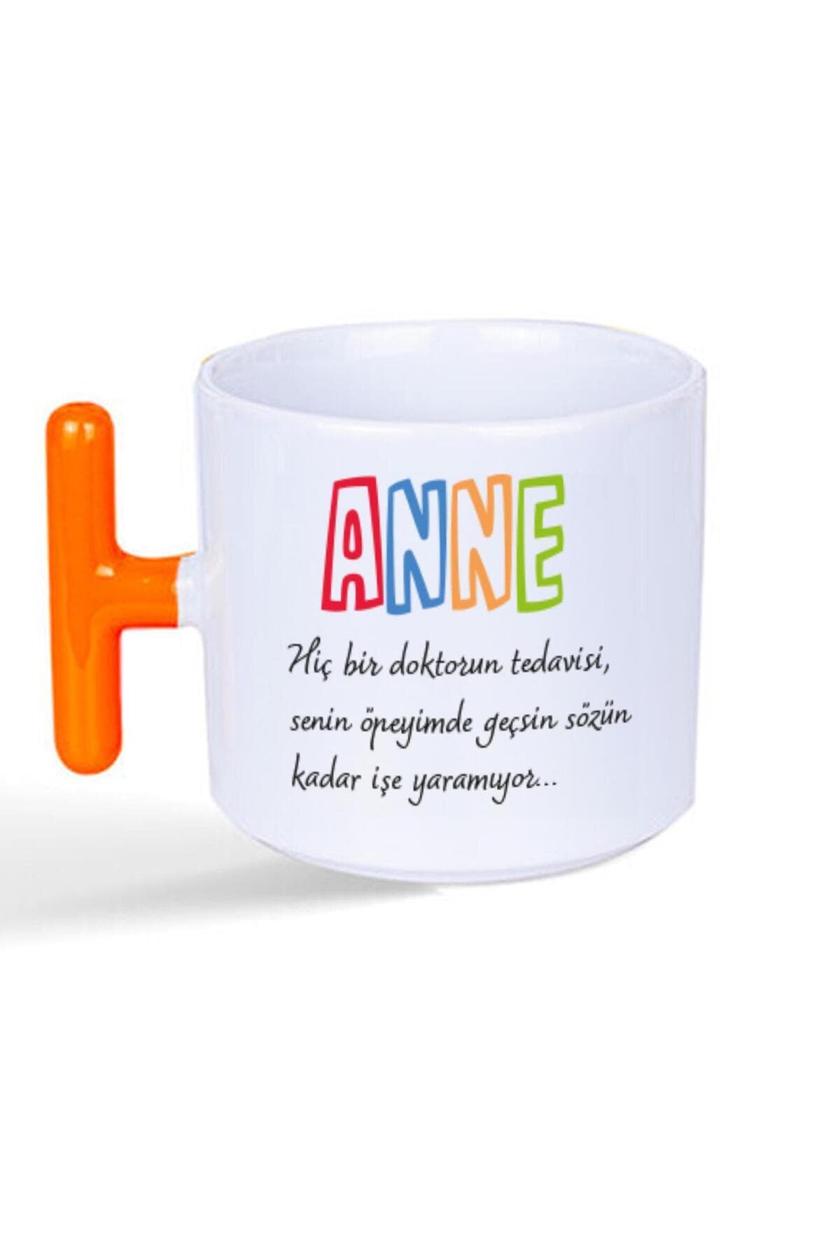 Anne Hiç Bir Doktorun Tedavisi Baskılı Turuncu Kulplu T Kupa