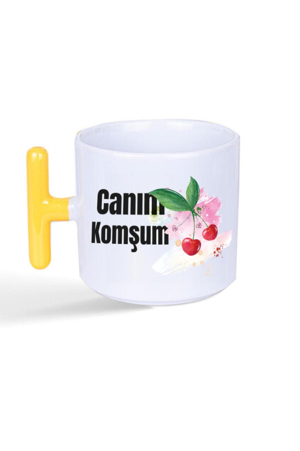 Canım Komşum Baskılı Sarı Kulplu T Kupa