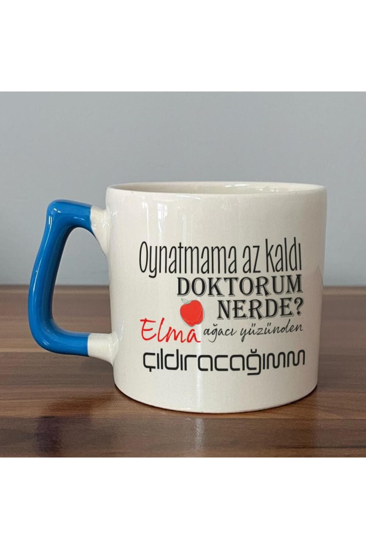 Oynatmama Az Kaldı Doktorum Nerede Baskılı Mavi Kulplu Prime Kupa
