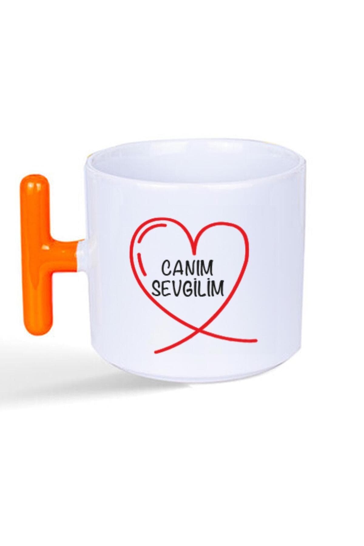 Canım Sevgilim Baskılı Turuncu Kulplu T Kupa